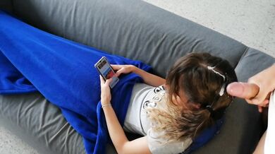 Piss Drenches Long Hair on Sofa While Cumsoaked Face Gushes Messy