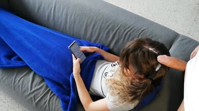 Piss Drenches Long Hair on Sofa While Cumsoaked Face Gushes Messy