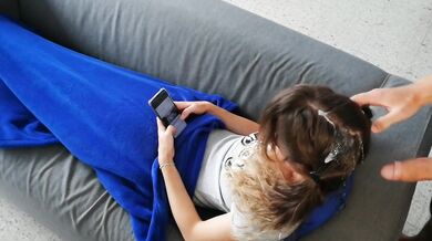 Piss Drenches Long Hair on Sofa While Cumsoaked Face Gushes Messy