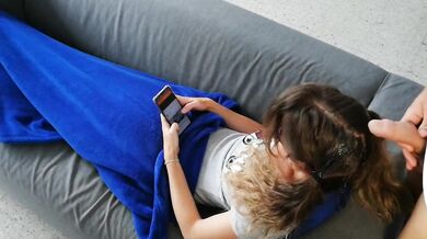 Piss Drenches Long Hair on Sofa While Cumsoaked Face Gushes Messy