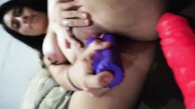 Wet Pussy Destroyed By Two Plastic Dildos During Solo Masturbation Squirting Orgasm