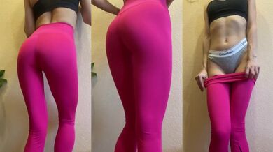 Pink Leggings Sport Girl Dancing Destroyed Gushing Butt