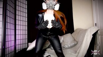 Respirator Mask Bater JOI Free Preview Redhead Femdom POV Cum Countdown Glove Fetish Catsuit