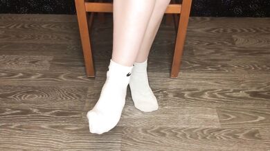 Student Girl After Gym Show Dirty White Socks And Stinky Foot Fetish BDSM