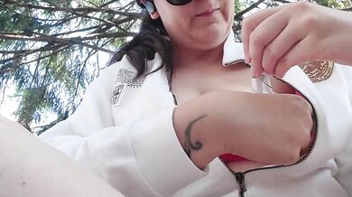 Smoking Milf Destroyed With Dirty Feet Flip Flops In Public Garden Nipple Play