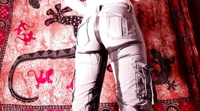 Relaxed Solo Girl Pissing Her Cargo Pants With Wet Golden Shower And Omorashi