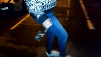 Sexy tired girl go back from party and wetting her jeans Destroyed Gushing Choked