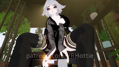 White Hair Strapped Hentai Babe Robe Doms Steps on You Thigh High Strips Down POV Lap Dance