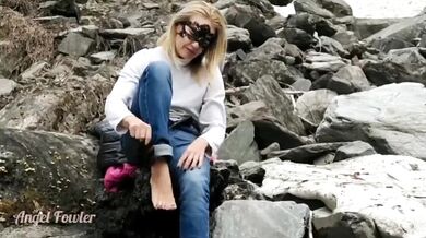 Teen Stripping Outside Destroyed by Puffy Jacket up to Nude Angel Fowler
