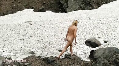 Teen Stripping Outside Destroyed by Puffy Jacket up to Nude Angel Fowler