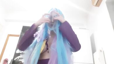 Shiro cosplay teases you upskirt masturbation pink panty solo female verified amateur