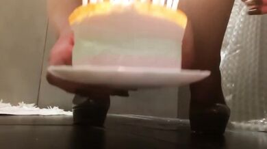 Pissed Birthday Girl Clogs Stockings High Heels With Extreme Piss
