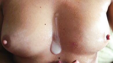 Oiled Small Tits Cumshot Destroyed By Slow Close Up POV Handjob