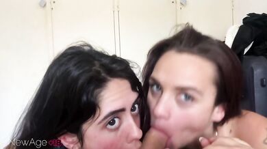 My Wife And Brunette Best Friend Destroyed Me With Double Blowjob And Cumshot