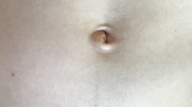 White Cream Dripping on My Navel During Navel Massage and Belly Play