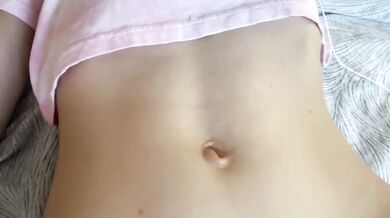 White Cream Dripping on My Navel During Navel Massage and Belly Play