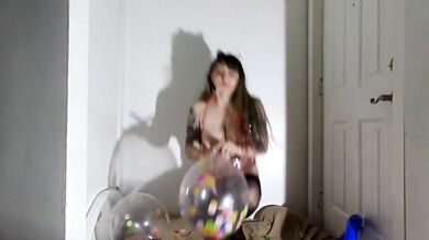 HD Femdom Kendal Kink Looner Balloon B2P Sit2Pop hump Suck Deepthroat Fuck giant Balloons smoking