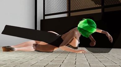 Tatsumaki Green Haired Teen Destroyed by Psycho Fast Blowjob Retching