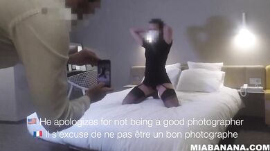 Hotel Room Service Challenge Seduce Brunette Lingerie Public Exhib