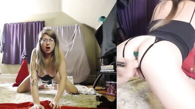 Lonely Girl Makes Ribs for Daddy and Gets Fucked Choked Squirt Sounding DP Kitchen