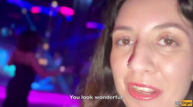 Whore in Red Fucked Anal in a Nightclub Toilet and Swallows Cum