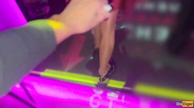 Whore in Red Fucked Anal in a Nightclub Toilet and Swallows Cum