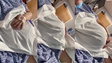Pregnant Milf Tease Gushing Belly Rubs Hospital Delivery Day