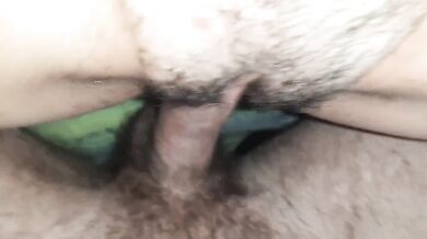 Hairy Petite Pussy Destroyed by Big Cock with Gushing Cum Shot