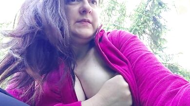 Smoking Cigarette Public Garden Show Your Big Boobs