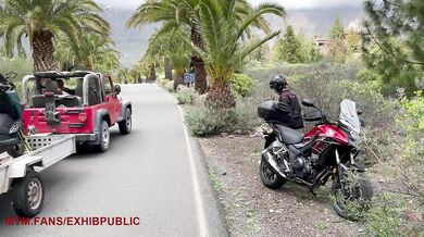 On the Moto with a Gushing French Student in Gran Canaria Solo Masturbation Squirt