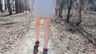Bottomless Public Street Walk Flashing Pussy Almost Caught