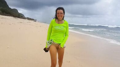 Amateur Wife Destroyed Pissing On Stormy Beach Public Outside Long Legs Wet Pussy Close Up