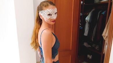 Curvy Brunette Wife Destroyed By Lace Corset G-String Try On Haul In Bedroom