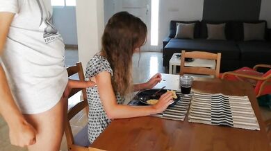 Blonde Girlfriend Destroyed by Pissing on Breakfast Piss