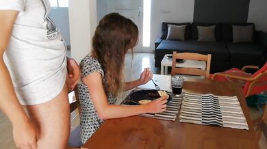 Blonde Girlfriend Destroyed by Pissing on Breakfast Piss