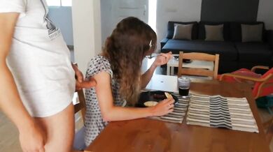Blonde Girlfriend Destroyed by Pissing on Breakfast Piss