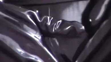Black Latex Rubber Church Nun High Heels Pisses Outdoor In Pee Bag