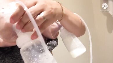 Peckish French Nurse Pumping Gushing Breast Milk With Big Tits