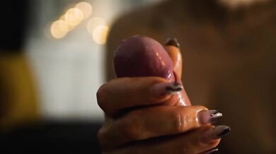 Slow Sensual Close Up Handjob and Tongue Blowjob Tease Verified Couple Cumshot Perfect Girlfriend Oily