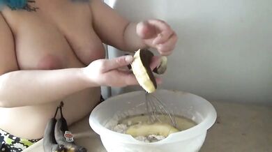 Bulma Destroyed By Big Boobs Topless Baking Vegan Banana Muffins