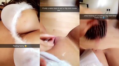 Snapchat slut sexting and squirting with hairbrush while moms next door