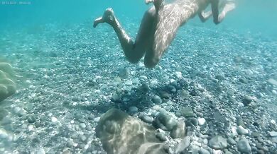Real Amateur Nude Girl Exhibitionist Swimming and Teasing at Public Beach Risky Outdoor Voyeurism