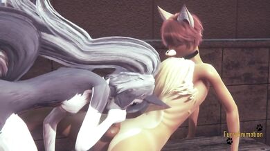 Furry Hentai POV Wolf Sucks Cock and Gets Fucked Creampie