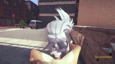 Furry Hentai POV Wolf Sucks Cock and Gets Fucked Creampie