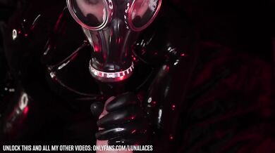 Latex Doll Luna Laces Playing in Her New Gasmask Bondage Breathplay POV