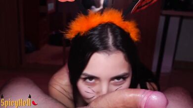 POV Creampie Gushing Mouth Cum Fetish Latina Halloween Party Slut Cosplayer Teeth Whitening