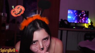 POV Creampie Gushing Mouth Cum Fetish Latina Halloween Party Slut Cosplayer Teeth Whitening