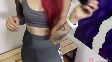 Nora Redmain Destroyed Point of View Public Blowjob In Gym Changing Room Amateur Real Sex