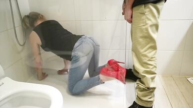 Pee on My Ass in Jeans and Red High Heels