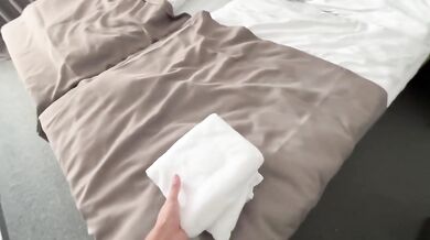 Student Brunette Woken By Hotel Service Gets Destroyed With Choked Cumshots Wet Panties